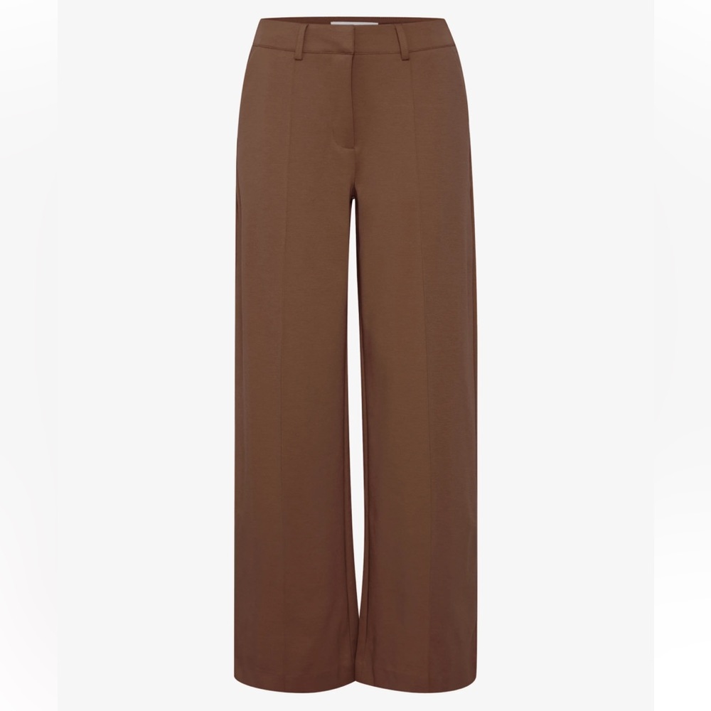 ICHI Ihkate SUS Office Wide Brunette Solid Pants Women Size M New